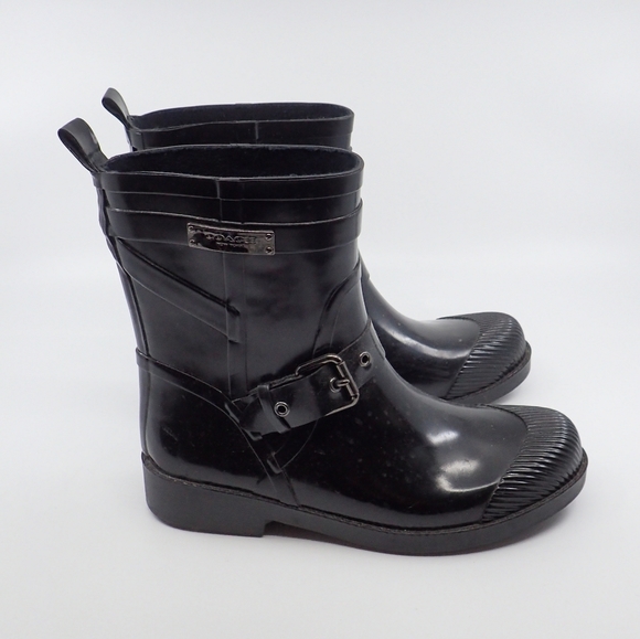 Coach Black Rainboots 6B - EUC - Picture 3 of 6
